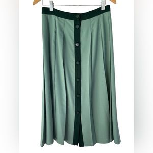 MODCLOTH Retro inspired Aqua and Kelly Green Color Block Pleated Skirt Size 8